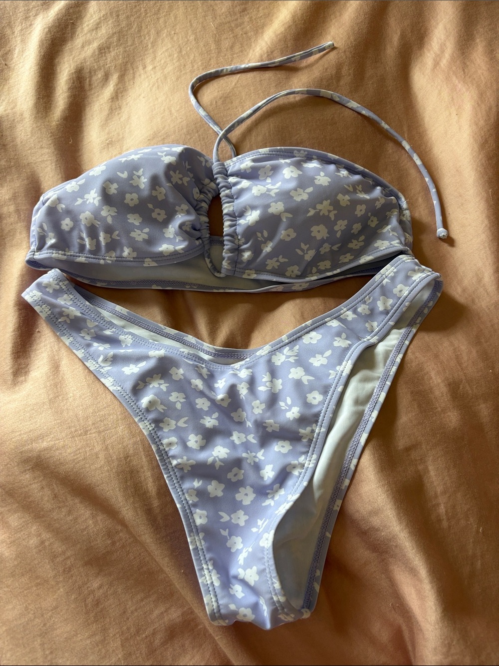 SHEIN Lavender Floral Bandeau Bikini Set